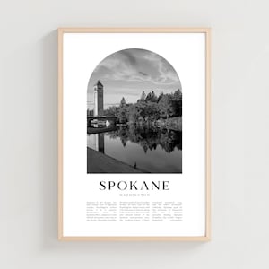 Spokane Travel Poster, Spokane Print, Spokane Wall Art, Travel Print, Washington City Art, Spokane Gift, Washington Decor | US102M