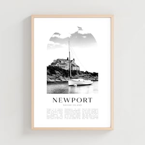 Newport Travel Poster, Newport Print, Newport Wall Art, Travel Print, Rhode Island City Art, Newport Gift, Rhode Island Decor | NA308M