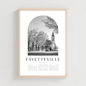 Fayetteville Travel Poster, Fayetteville Print, Fayetteville Wall Art, Travel Print, Arkansas City Art, Fayetteville Gift | US411M