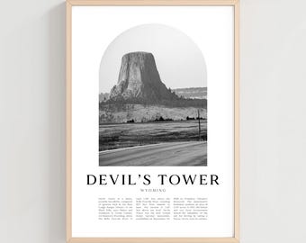 Devil’s Tower Travel Poster, Devil’s Tower Print, Devil’s Tower Wall Art, Travel Print, Wyoming City Art, Devil’s Tower Gift | NA404M