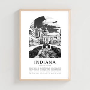 Indiana Travel Poster, Indiana Print, Indiana Wall Art, Travel Print, United States City Art, Indiana Gift, United States Decor | NA96M