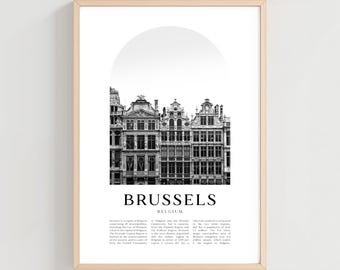 Brussels Travel Poster, Brussels Print, Brussels Wall Art, Travel Print, Belgium City Art, Brussels Gift, Belgium Decor | EU14M
