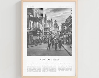 New Orleans reisposter, New Orleans vintage print, New Orleans kunst aan de muur, Louisiana Retro City Art, New Orleans cadeau, Louisiana decor | NA12