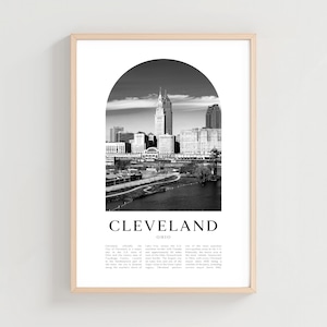 Cleveland Travel Poster, Cleveland Print, Cleveland Wall Art, Travel Print, Ohio City Art, Cleveland Gift, Ohio Decor | US48M