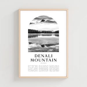Denali Mountain Travel Poster, Denali Print, Denali Wall Art, Travel Print, Alaska City Art, Denali Gift, Alaska Decor | NA83M