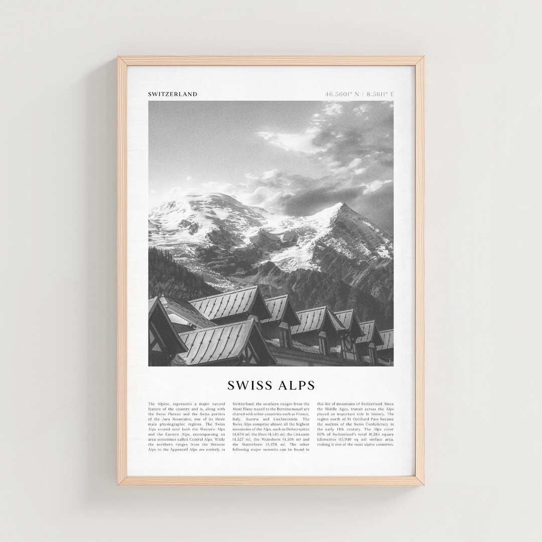 Swiss Alps Travel Poster, Swiss Alps Vintage Print, Alps Wall Art ...