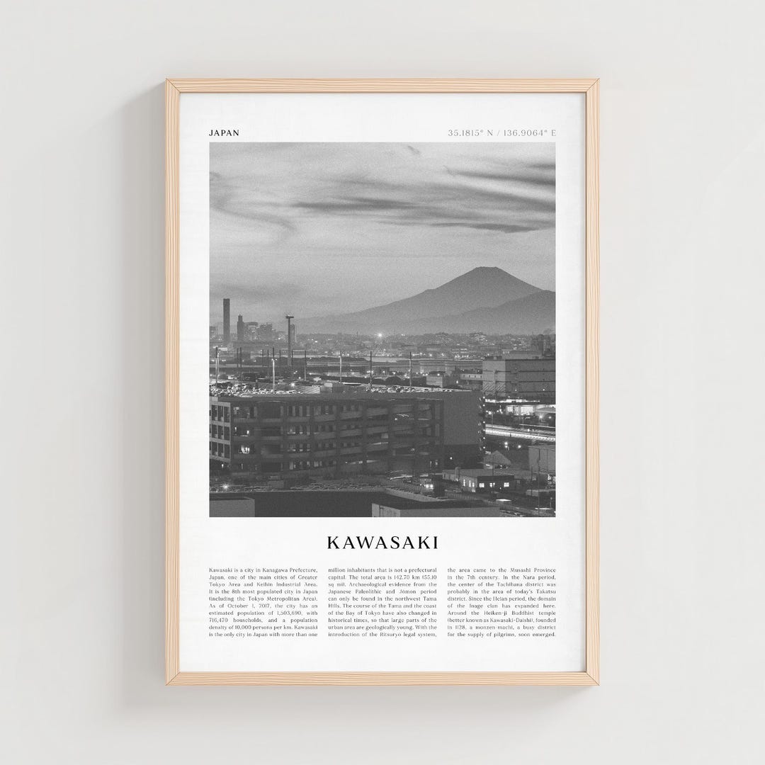 Kawasaki Travel Poster, Kawasaki Vintage Print, Kawasaki Wall Art