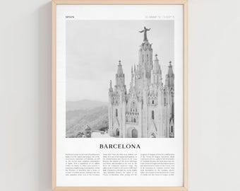 Barcelona Travel Poster, Barcelona Vintage Print, Barcelona Wall Art, Spain Retro City Art, Barcelona Gift, Spain Boho Decor | EU134
