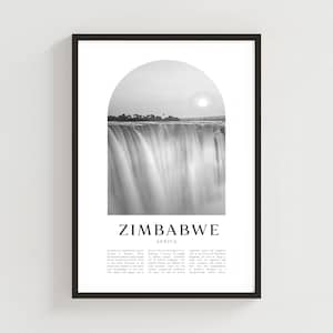 Poster di viaggio dello Zimbabwe, stampa dello Zimbabwe, arte murale dello Zimbabwe, stampa di viaggio, arte della città africana, regalo dello Zimbabwe, decorazioni africane / AF130M