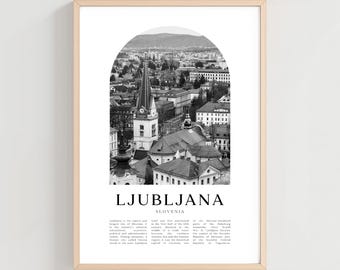 Poster di viaggio di Lubiana, stampa di Lubiana, arte della parete di Lubiana, stampa di viaggio, arte della città della Slovenia, regalo di Lubiana, arredamento della Slovenia / EU131M
