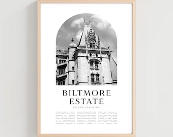 Biltmore Estate Travel Poster, Biltmore Estate Print, Biltmore Estate Wall Art, Travel Print, North Carolina City Art | NA337M