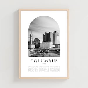 Columbus Travel Poster, Columbus Print, Columbus Wall Art, Travel Print, Ohio City Art, Columbus Gift, Ohio Decor | US15M