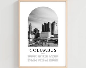 Columbus Travel Poster, Columbus Print, Columbus Wall Art, Travel Print, Ohio City Art, Columbus Gift, Ohio Decor | US15M