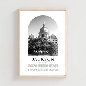 Jackson Travel Poster, Jackson Print, Jackson Wall Art, Travel Print, Mississippi City Art, Jackson Gift, Mississippi Decor | US138M