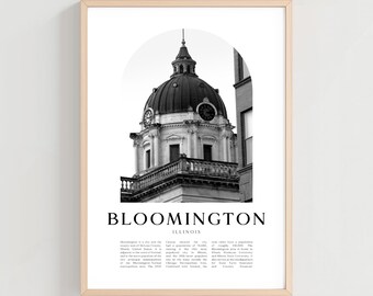 Bloomington Travel Poster, Bloomington Print, Bloomington Wall Art, Travel Print, Illinois City Art, Bloomington Gift | US412M