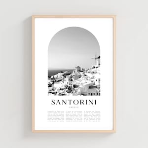 Santorini Travel Poster, Santorini Print, Santorini Wall Art, Travel Print, Greece City Art, Santorini Gift, Greece Decor | EU184M