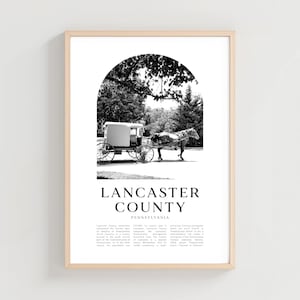 Lancaster County Travel Poster, Lancaster County Print, Lancaster County Wall Art, Travel Print, Pennsylvania City Art | NA304M