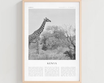Kenya Travel Poster, Kenya Vintage Print, Kenya Wall Art, Africa Retro City Art, Kenya Gift, Africa Boho Decor | AF53