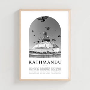 Kathmandu Travel Poster, Kathmandu Print, Kathmandu Wall Art, Travel Print, Nepal City Art, Kathmandu Gift, Nepal Decor | AS113M
