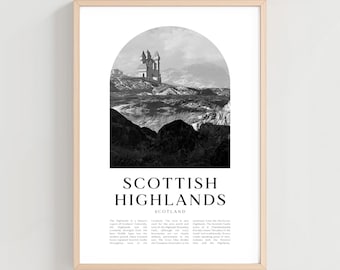 Scottish Highlands Travel Poster, Scottish Highlands Print, Scottish Highlands Wall Art, Travel Print, Scotland City Art | EU211M