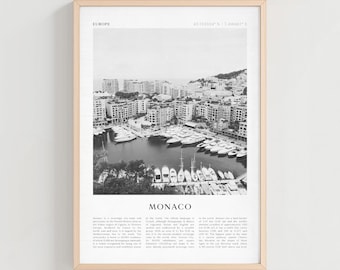 Monaco Travel Poster, Monaco Vintage Print, Monaco Wall Art, Europe Retro City Art, Monaco Gift, Europe Boho Decor | EU78