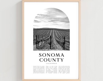 Sonoma County Travel Poster, Sonoma County Print, Sonoma County Wall Art, Travel Print, California City Art, California Decor | NA58M