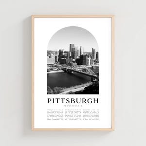 Plakat z podróży do Pittsburgha, wydruk z Pittsburgha, sztuka ścienna z Pittsburgha, wydruk z podróży, sztuka miejska Pensylwanii, prezent z Pittsburgha | US62M