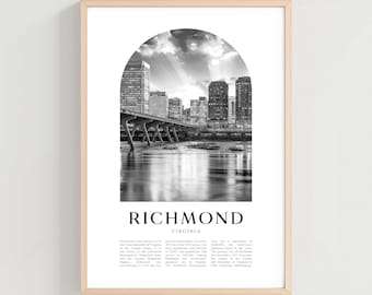 Richmond Travel Poster, Richmond Print, Richmond Wall Art, Travel Print, Virginia City Art, Richmond Gift, Virginia Decor | US99M