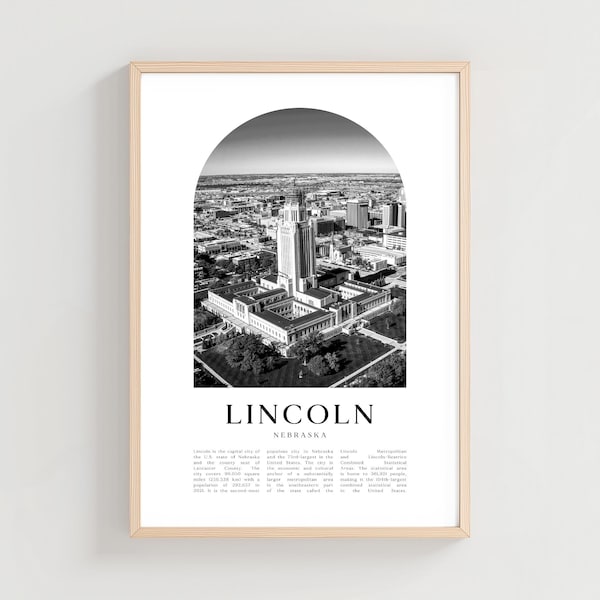 Lincoln Travel Poster, Lincoln Print, Lincoln Wall Art, Travel Print, Nebraska City Art, Lincoln Gift, Nebraska Decor | US72M