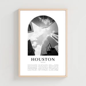 Houston Travel Poster, Houston Print, Houston Wall Art, Travel Print, Texas City Art, Houston Gift, Texas Decor | NA33M