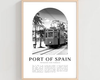 Póster de viaje de Puerto España, impresión de Puerto España, arte mural de la ciudad de Trinidad y Tobago, regalo de Puerto España, decoración de Trinidad y Tobago / CA65M
