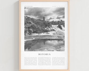Rotorua Reise Poster, Rotorua Vintage Print, Rotorua Wandkunst, Neuseeland Retro City Kunst, Rotorua Geschenk, Neuseeland Boho Dekor | KN43