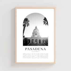 Pasadena Travel Poster, Pasadena Print, Pasadena Wall Art, Travel Print, California City Art, Pasadena Gift, California Decor | US183M