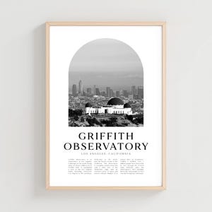 Griffith Observatory Travel Poster, Griffith Observatory Print, Griffith Observatory Wall Art, Los Angeles, California City Art | NA68M