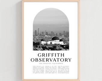 Griffith Observatory Travel Poster, Griffith Observatory Print, Griffith Observatory Wall Art, Los Angeles, California City Art | NA68M