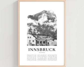 Innsbruck Travel Poster, Innsbruck Print, Innsbruck Wall Art, Travel Print, Austria City Art, Innsbruck Gift, Austria Decor | EU191M