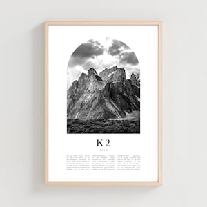 K2 Travel Poster, K2 Print, K2 Wall Art, Travel Print, Asia City Art, K2 Gift, Asia Decor | AS237M