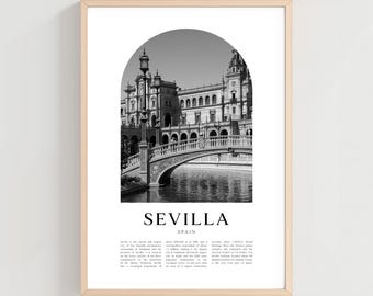 Sevilla Travel Poster, Sevilla Print, Sevilla Wall Art, Travel Print, Spain City Art, Sevilla Gift, Spain Decor | EU136M