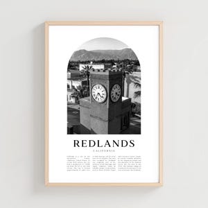 Redlands Travel Poster, Redlands Print, Redlands Wall Art, Travel Print, California City Art, Redlands Gift, California Decor | US486M