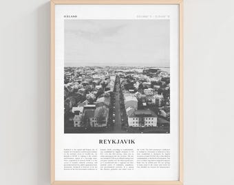 Poster di viaggio di Reykjavik, stampa vintage di Reykjavik, arte murale di Reykjavik, arte della città retrò dell'Islanda, regalo di Reykjavik, arredamento boho dell'Islanda / EU52