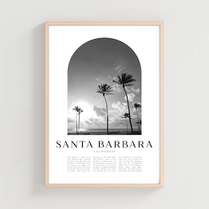 Santa Barbara Travel Poster, Santa Barbara Print, Santa Barbara Wall Art, Travel Print, California City Art, California Decor | NA29M