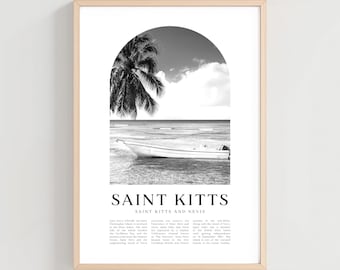 Poster di viaggio di Saint Kitts, stampa di Saint Kitts, arte murale di Saint Kitts, arte della città di Saint Kitts e Nevis, regalo di Saint Kitts, arredamento caraibico / CA90M