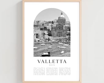 Valletta Travel Poster, Valletta Print, Valletta Wall Art, Travel Print, Malta City Art, Valletta Gift, Malta Decor | EU75M