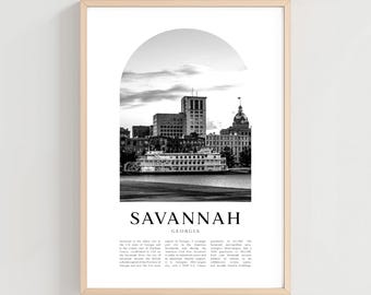 Savannah Travel Poster, Savannah Print, Savannah Wall Art, Travel Print, Georgia City Art, Savannah Gift, Georgia Decor | NA42M