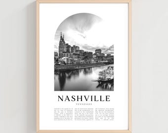 Nashville Travel Poster, Nashville Print, Nashville Wall Art, Travel Print, Tennessee City Art, Nashville Gift, Tennessee Decor | NA30M