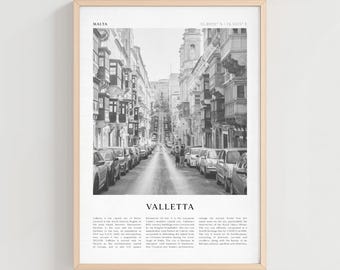 Valletta Travel Poster, Valletta Vintage Print, Valletta Wall Art, Malta Retro City Art, Valletta Gift, Malta Boho Decor | EU75