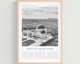 Griffith Observatory Travel Poster, Griffith Vintage Print, Los Angeles Retro City Wall Art, Griffith Gift, California Boho Decor | NA68