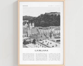 Poster di viaggio di Lubiana, stampa vintage di Lubiana, arte murale di Lubiana, arte retrò della città slovena, regalo di Lubiana, arredamento Boho Slovenia / EU131
