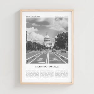 Washington D.C. Travel Poster, Washington Vintage Print, District of Columbia Retro City Art, Washington Gift, Boho Wall Decor | NA02