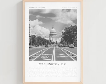 Washington D.C. Travel Poster, Washington Vintage Print, District of Columbia Retro City Art, Washington Gift, Boho Wall Decor | NA02